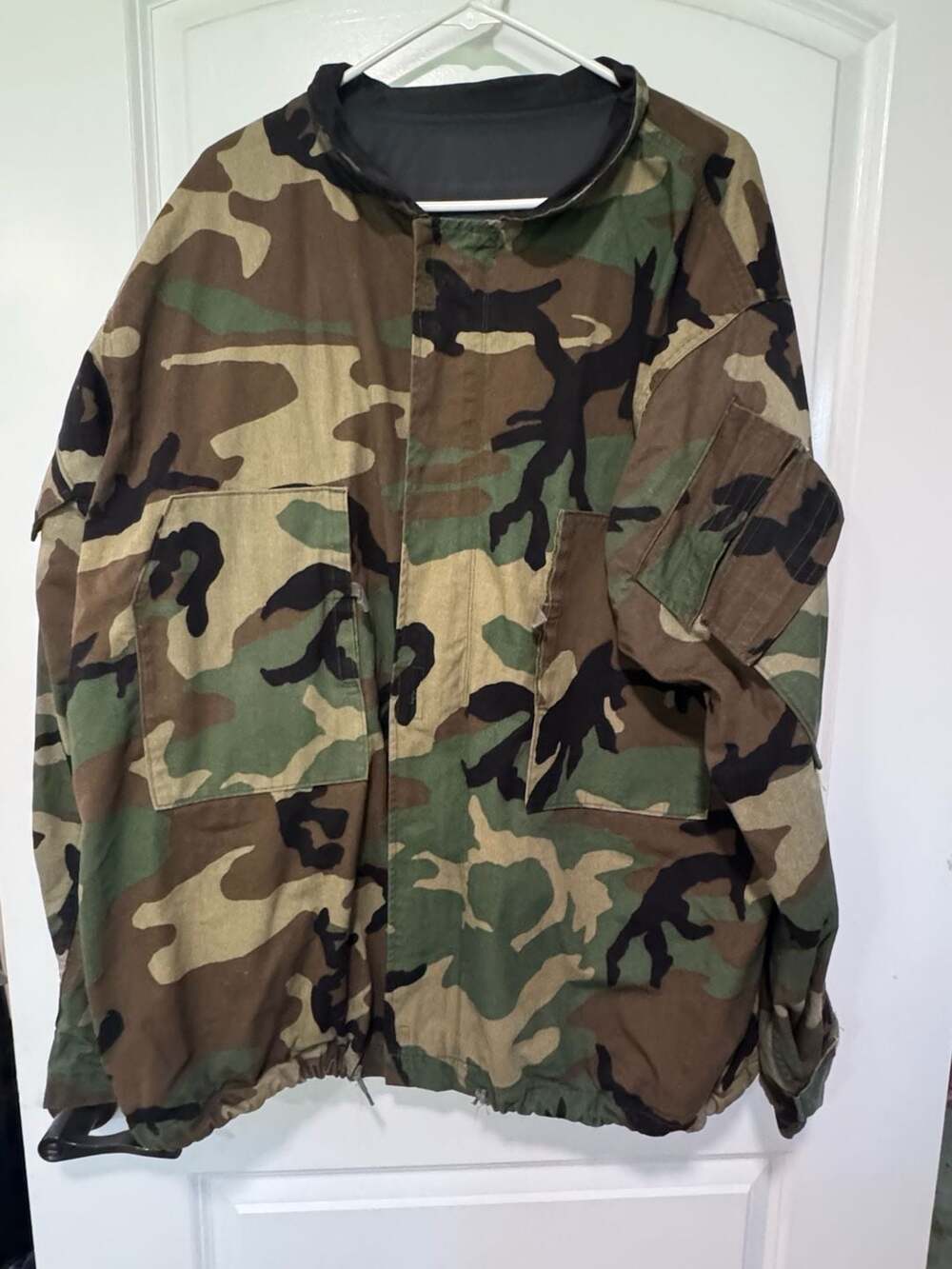 Vintage Military Woodland Camo Chemical Protective Jacket Gorpcore XL